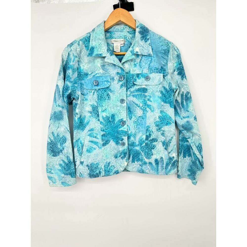 Coldwater Creek Womens Petite Small PS Jacket Floral Tropical Resort Vacation